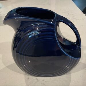 Vintage Cobalt Blue Fiestaware Disk Pitcher Beautiful Piece 7” by 7”